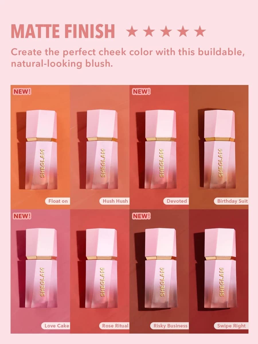 SHEGLAM Color Bloom Liquid Blush Makeup for Cheeks Matte Finish - Love Cake