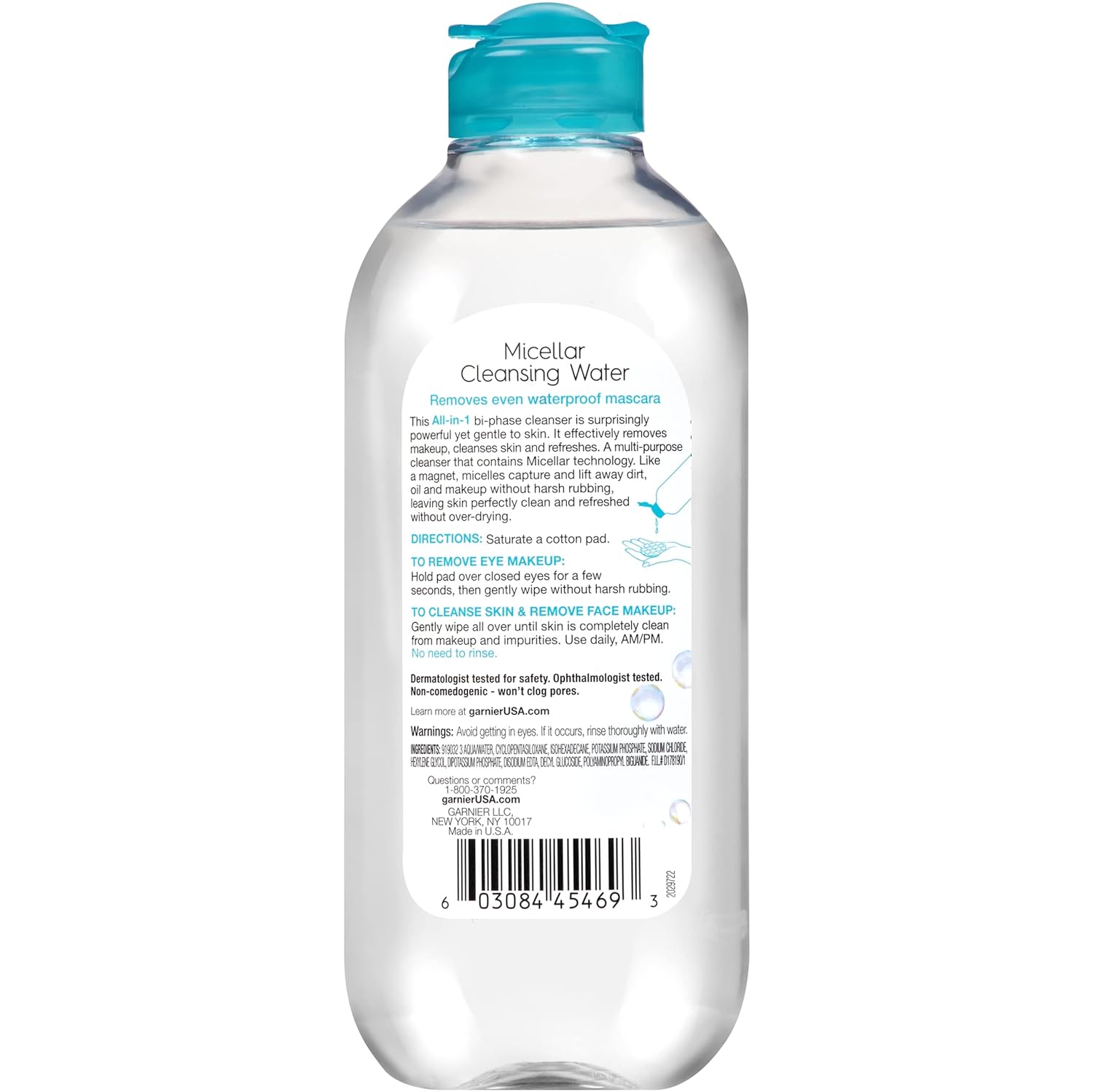 Garnier SkinActive Micellar Water For Waterproof Makeup, Facial Cleanser & Makeup Remover, 13.5 Fl Oz (400mL), 1 Count (Packaging May Vary)