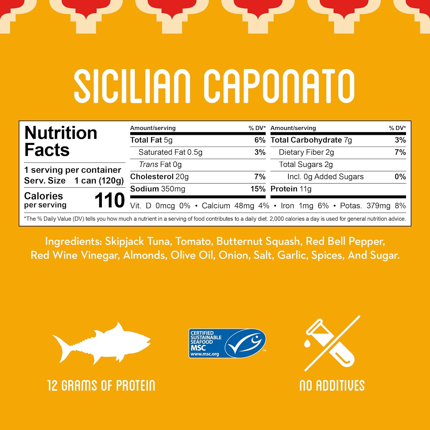 Freshé Gourmet Canned Tuna (Sicilian Caponata, 10 pack of 4.25 oz. tin) Freshly Packaged Skipjack Tuna Fish - Sustainably Caught - Perfect Gluten Free, High Protein Backpacking Food