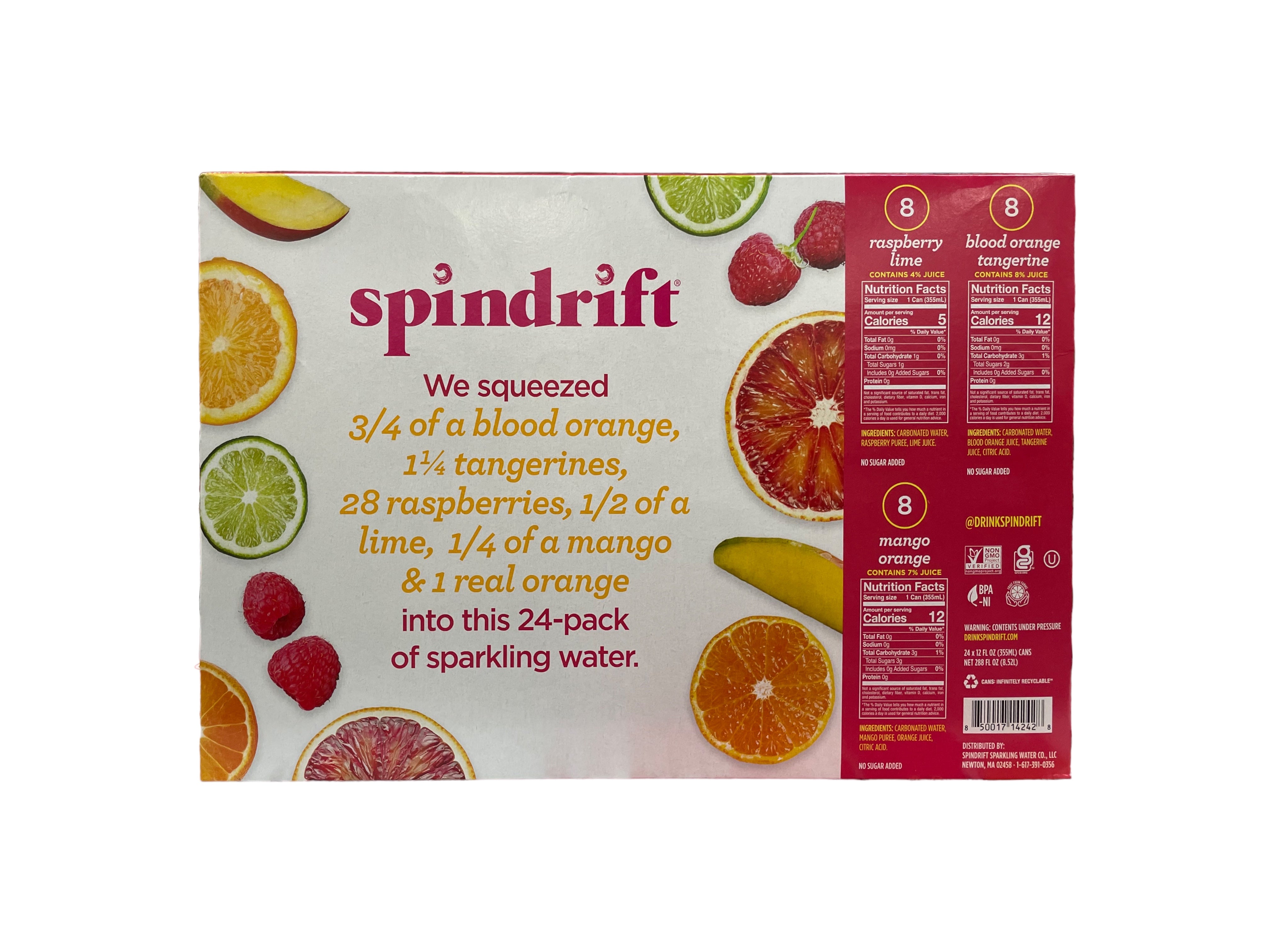 Spindrift Sparkling Water, Variety Pack, 12 oz (24 Count)