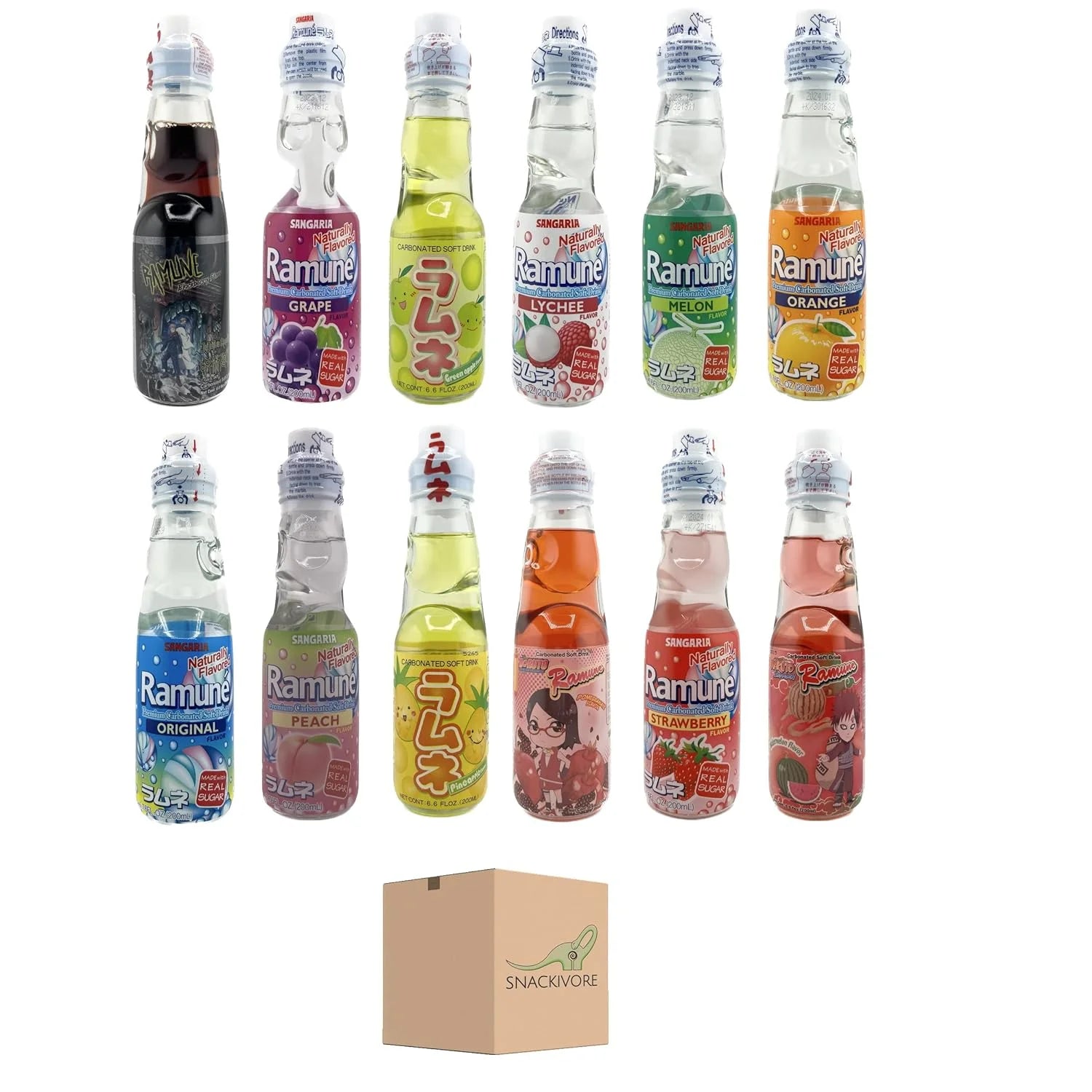 Sangaria Ramune Marble Soft Drink, 6.76 Fl Oz, Pack of 6