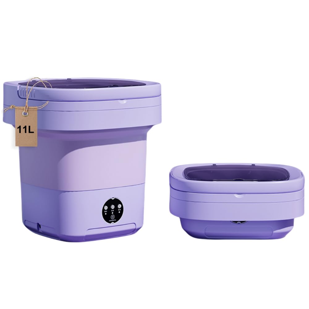 Portable washing machine,Mini Washer,11L upgraded large capacity foldable Washer, Deep cleaning of underwear, baby clothes and other small clothes.Suitable for apartments, dormitories, hotel. (Purple)