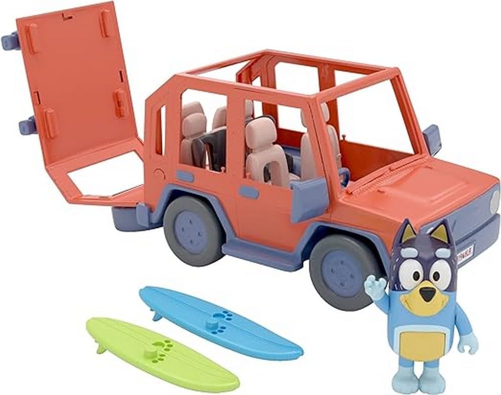 Bluey, 4WD Family Vehicle, with 1 Figure and 2 Surfboards | Customizable Car - Adventure Time | for Ages 3+, Multicolor, 13018