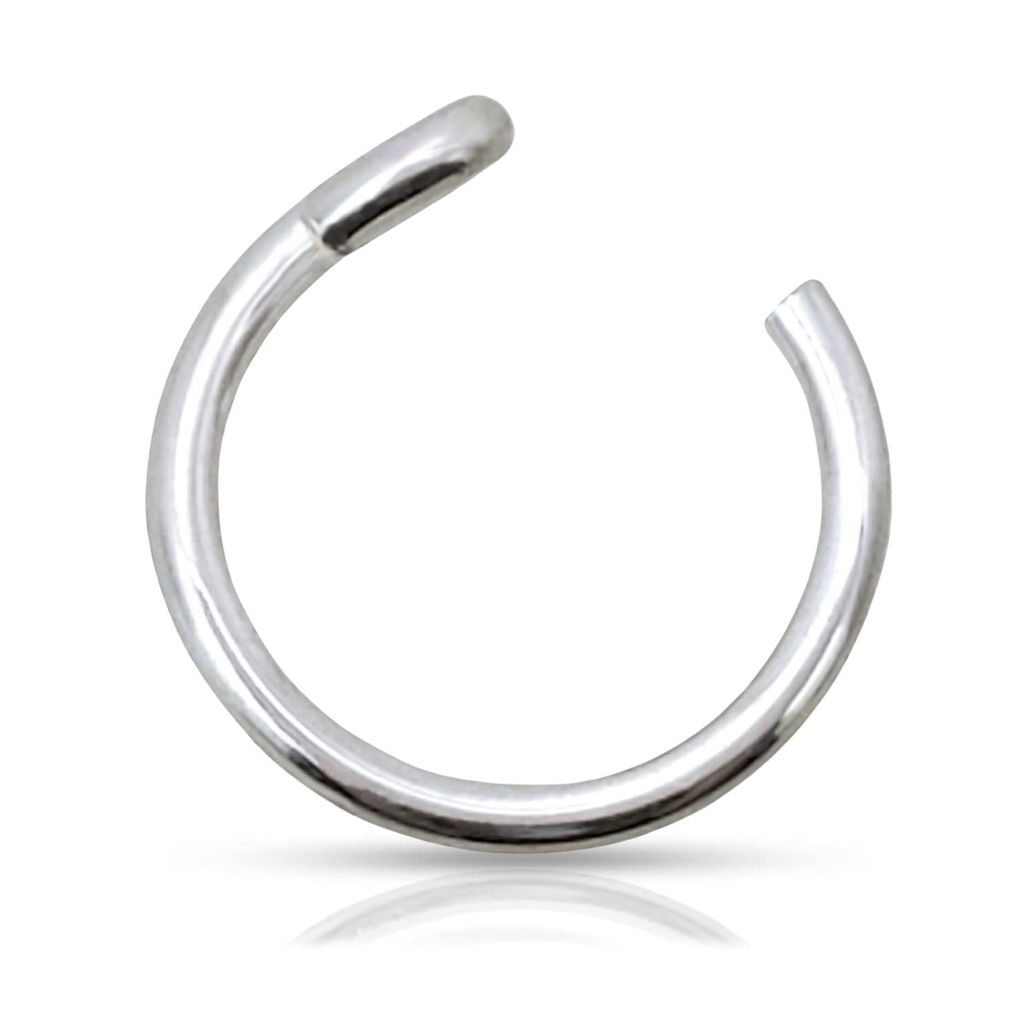 Fake Clip On Nose Ring 20g - 925 Sterling Silver Tiny Faux Piercing Hoop - No Piercing Needed
