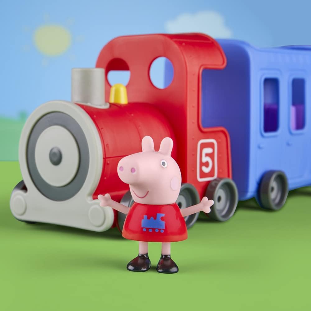 Peppa Pig Peppa’s Adventures Miss Rabbit’s Train 2-Part Detachable Vehicle Preschool Toy: 2 Figures, Rolling Wheels, for Ages 3 and Up