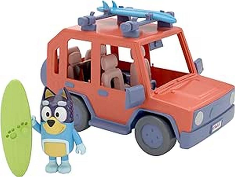 Bluey, 4WD Family Vehicle, with 1 Figure and 2 Surfboards | Customizable Car - Adventure Time | for Ages 3+, Multicolor, 13018