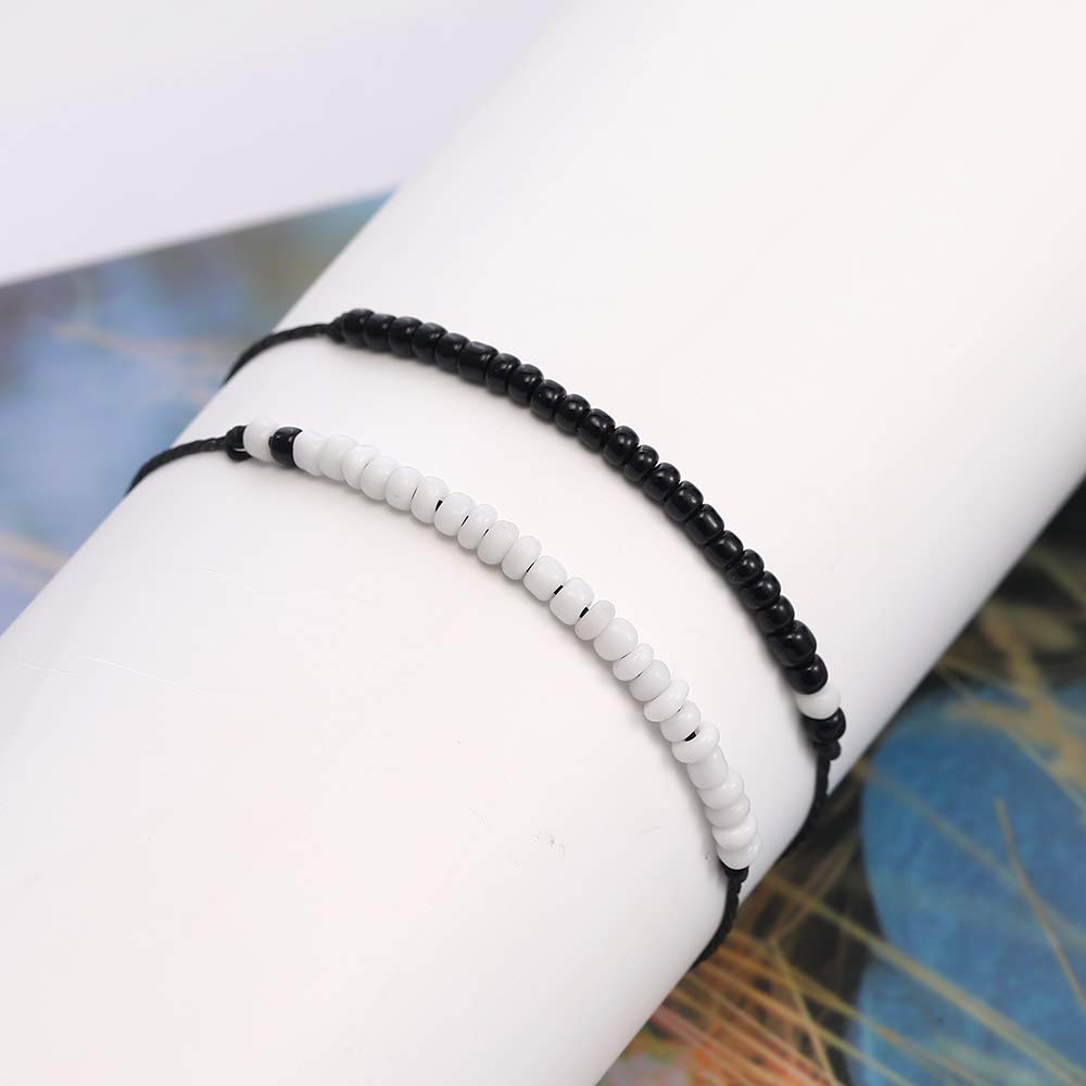 Best Friend Bracelets Couples Bracelets for 2 Matching Yin Yang His and Her Lover Bracelet Jewelry for Bff Friendship Relationship Boyfriend Girlfriend Valentines Gift (Matching bead)