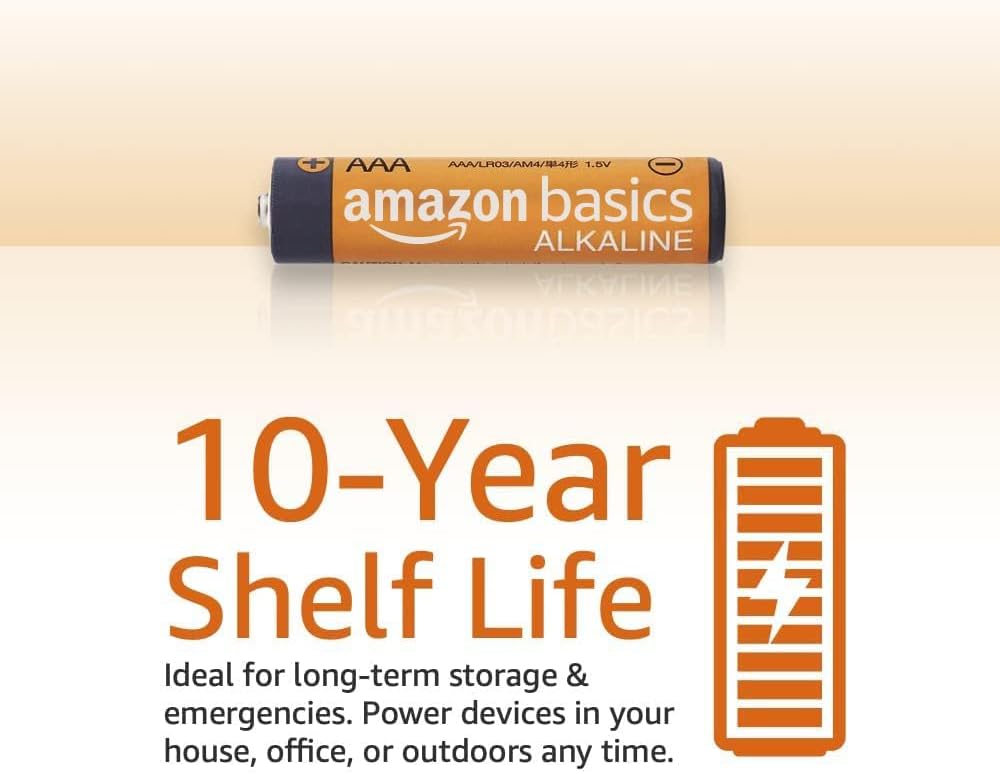 Amazon Basics 36-Pack AAA Alkaline High-Performance Batteries, 1.5 Volt, 10-Year Shelf Life
