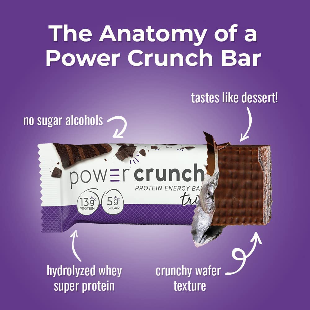 Power Crunch Protein Wafer Bars, High Protein Snacks with Delicious Taste, Triple Chocolate, 1.4 Ounce (12 Count)