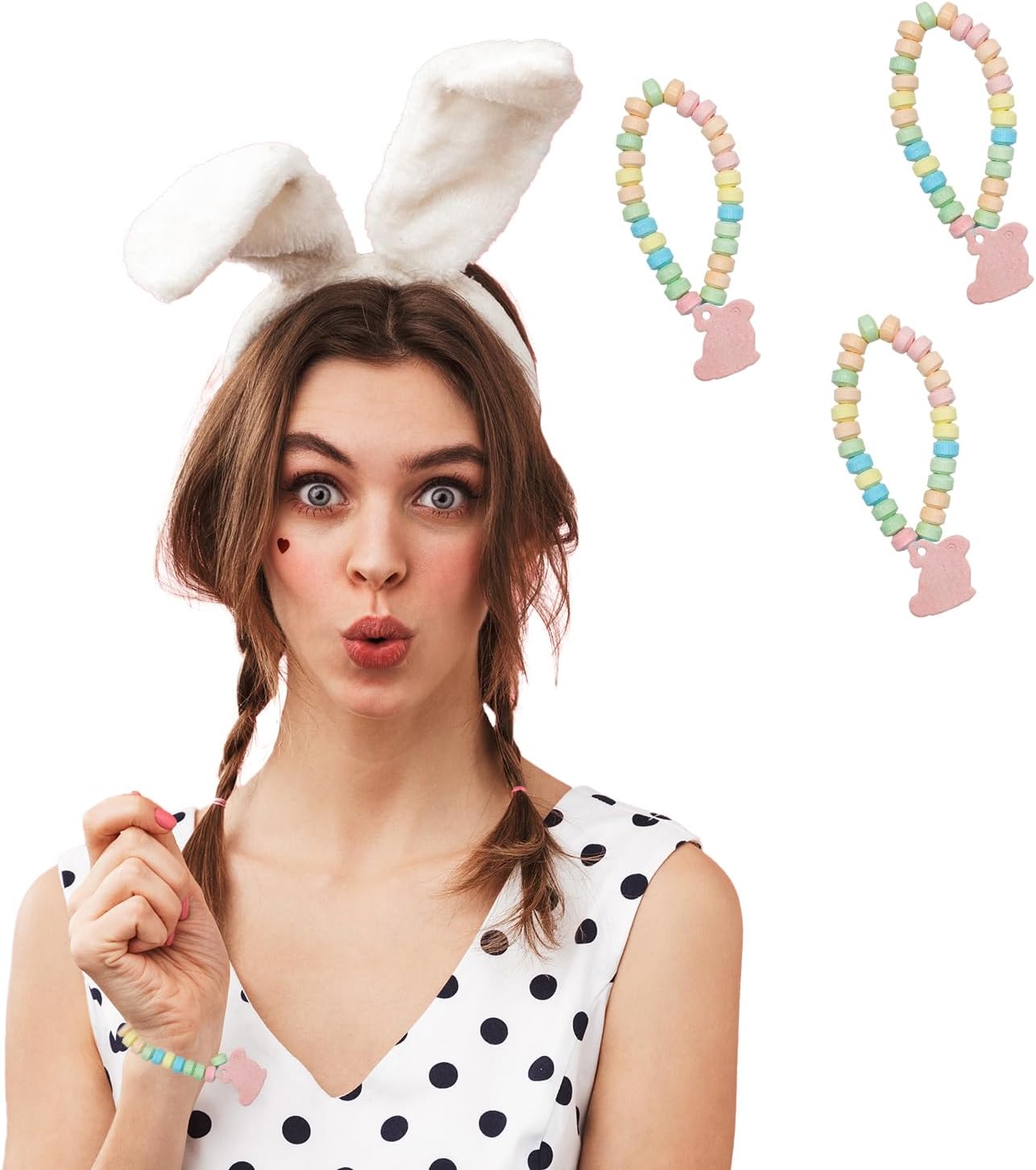 Easter Bunny Candy Bracelet, Multicolor Fruit-Flavored Chewables for Party Favors