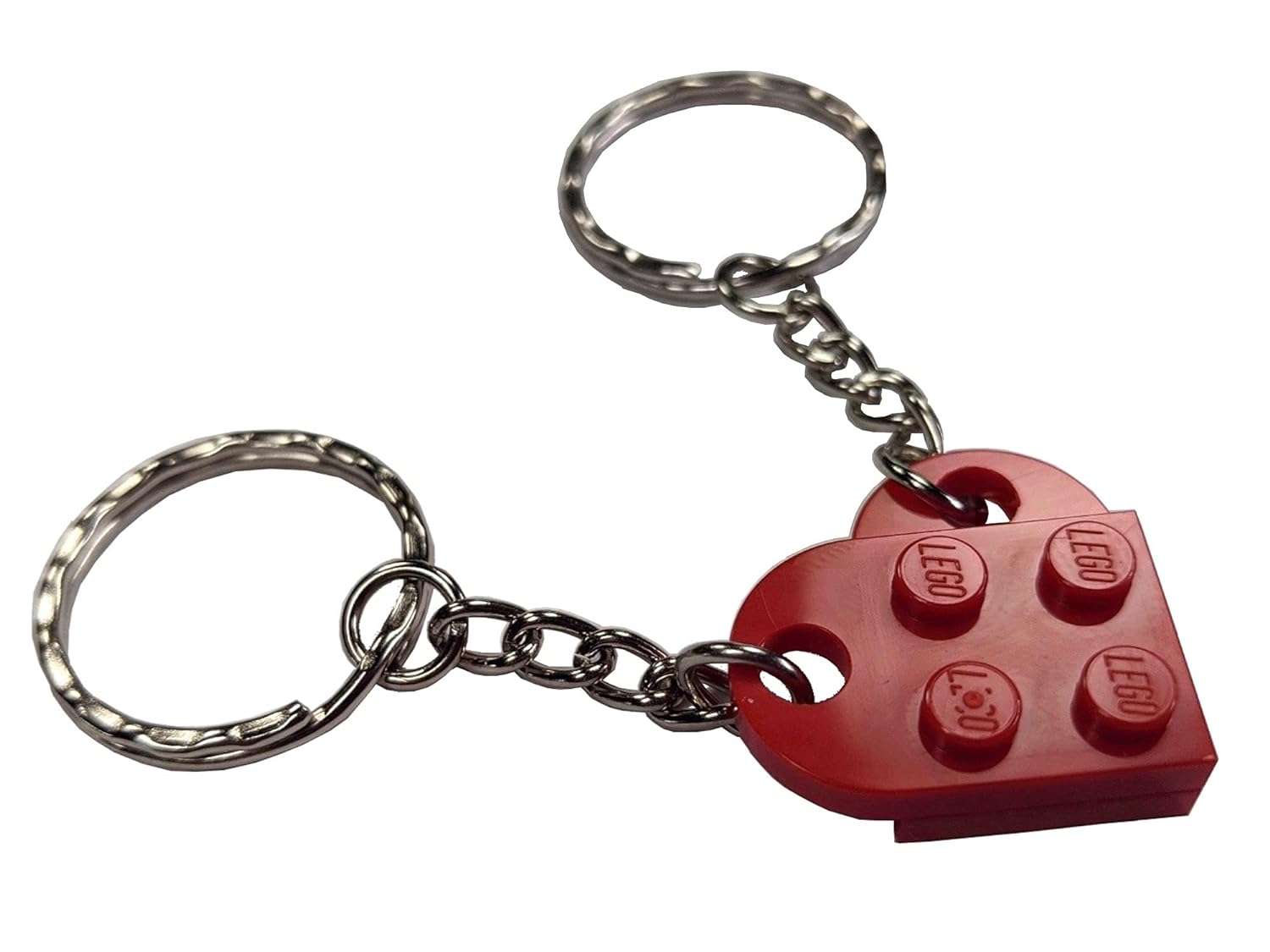 BrickCrafts Basic LEGO Brick Heart Keychain Set (Set of 2) - 17 colors mix/match