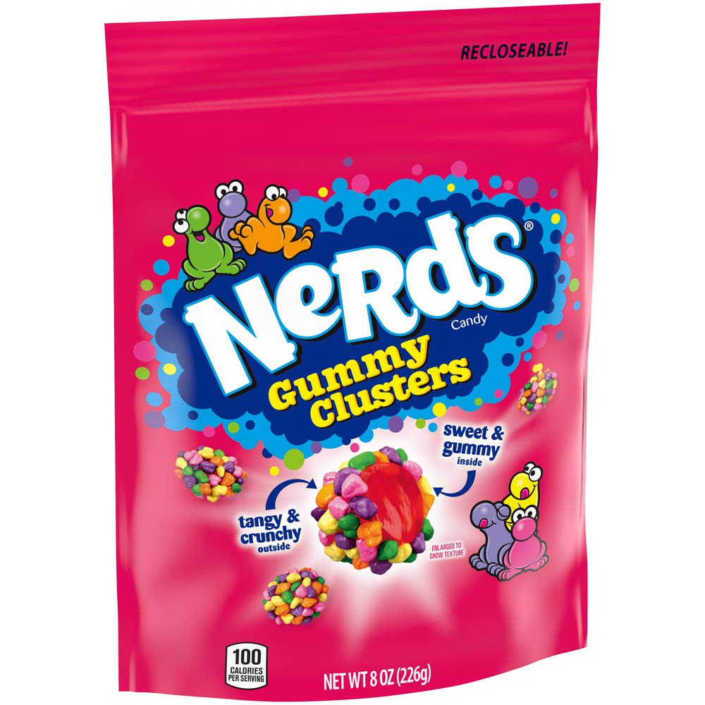 Nerds Gummy Clusters Candy, Rainbow, Resealable 8 Ounce Bag.