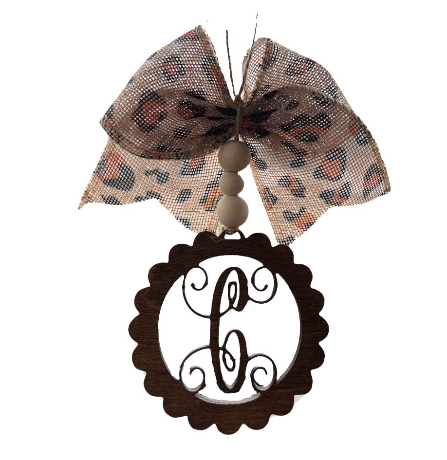Car Charm Personalized Car Charm Rear View Mirror Car Ornament Gift Accessories Handmade Wood Leopard Burlap Black White Red Black Cow Paws Ribbons