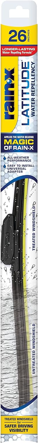 Rain-X 5079281-2 Latitude 2-In-1 Wiper Blades, 26 Inch Windshield Wipers (Pack Of 1), Automotive Replacement Windshield Wiper Blades With Patented Rain-X Water Repellency Formula