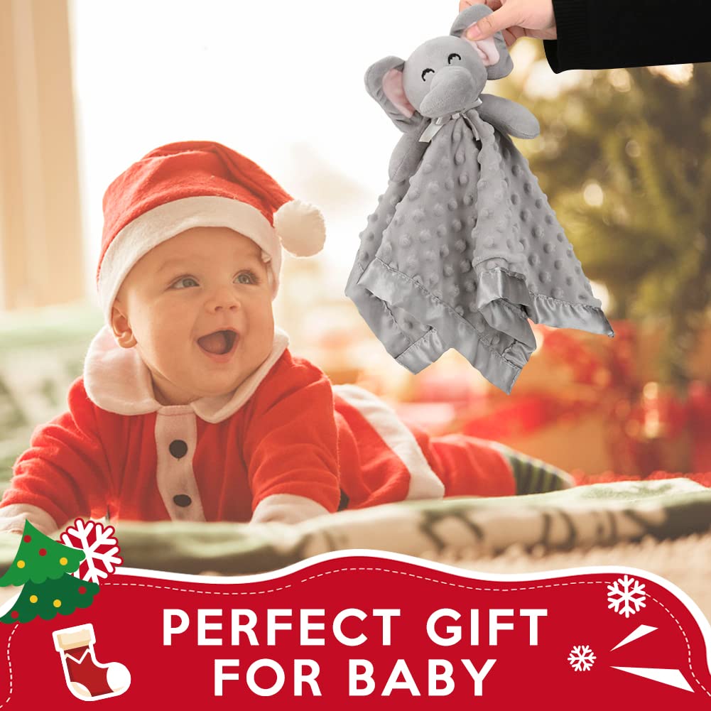 Pro Goleem Elephant Security Blanket, Soft Lovey Unisex Lovie Christmas Baby Gifts for Newborn Boys and Girls Snuggle Toy Stuffed Animal Grey 16 Inch