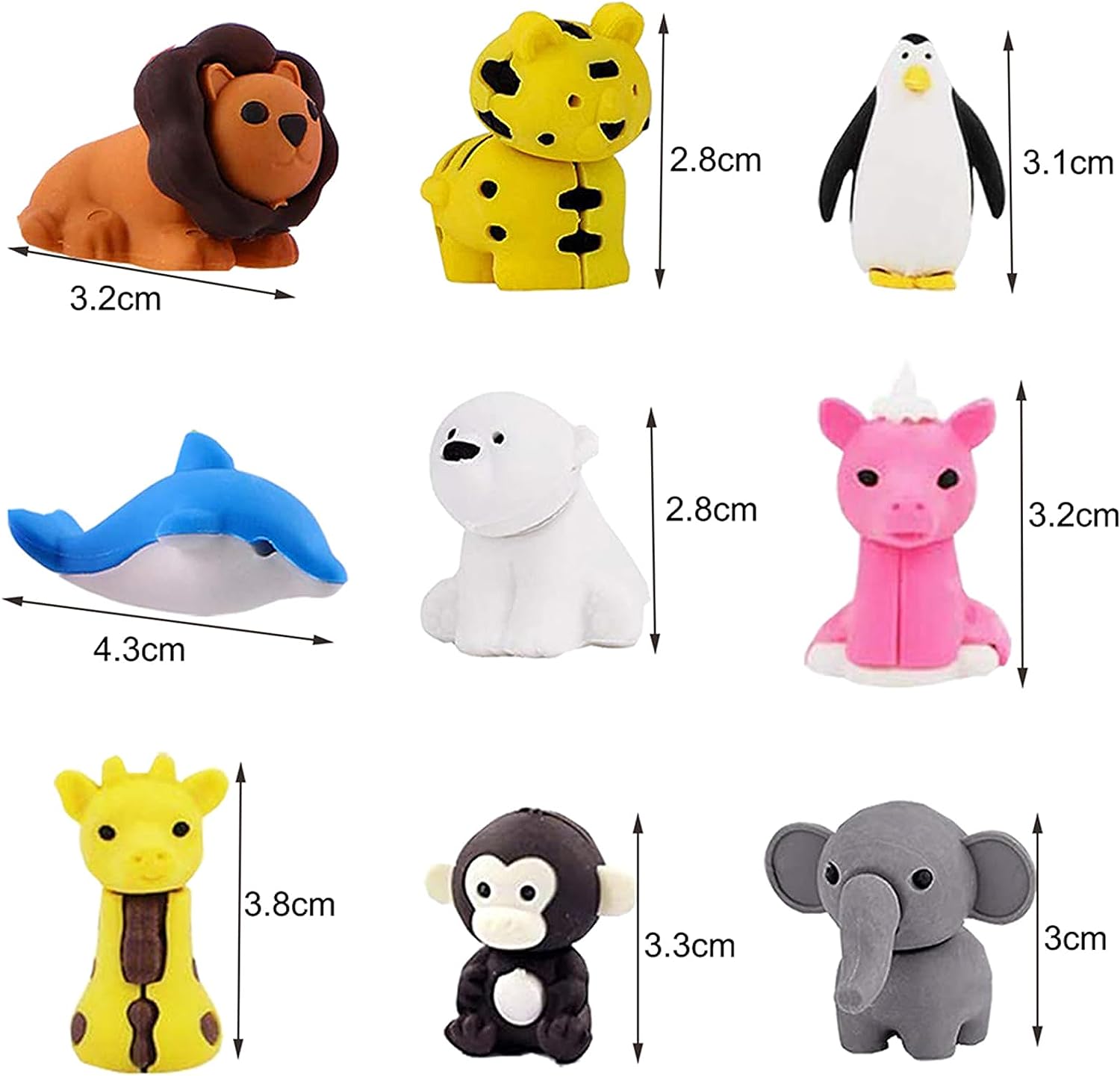URSKYTOUS 60Pcs Animal Erasers Desk Pets for Kids Animal Pencil Erasers Bulk Puzzle Erasers Toys Gifts for Classroom Prizes,Game Reward,Treasure Box,Easter Egg Fillers,Goodie Bag Stuffers,Party Favors