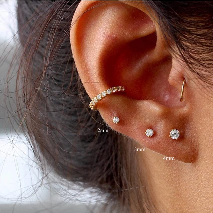 3mm CZ Screw Back Cartilage Earrings for Girls,Tiny Silver Flatback Cubic Zirconia Stud Earrings Helix Earrings Cartilage Piercing Jewelry Gift for Women Toddlers(3mm CZ, Silver)