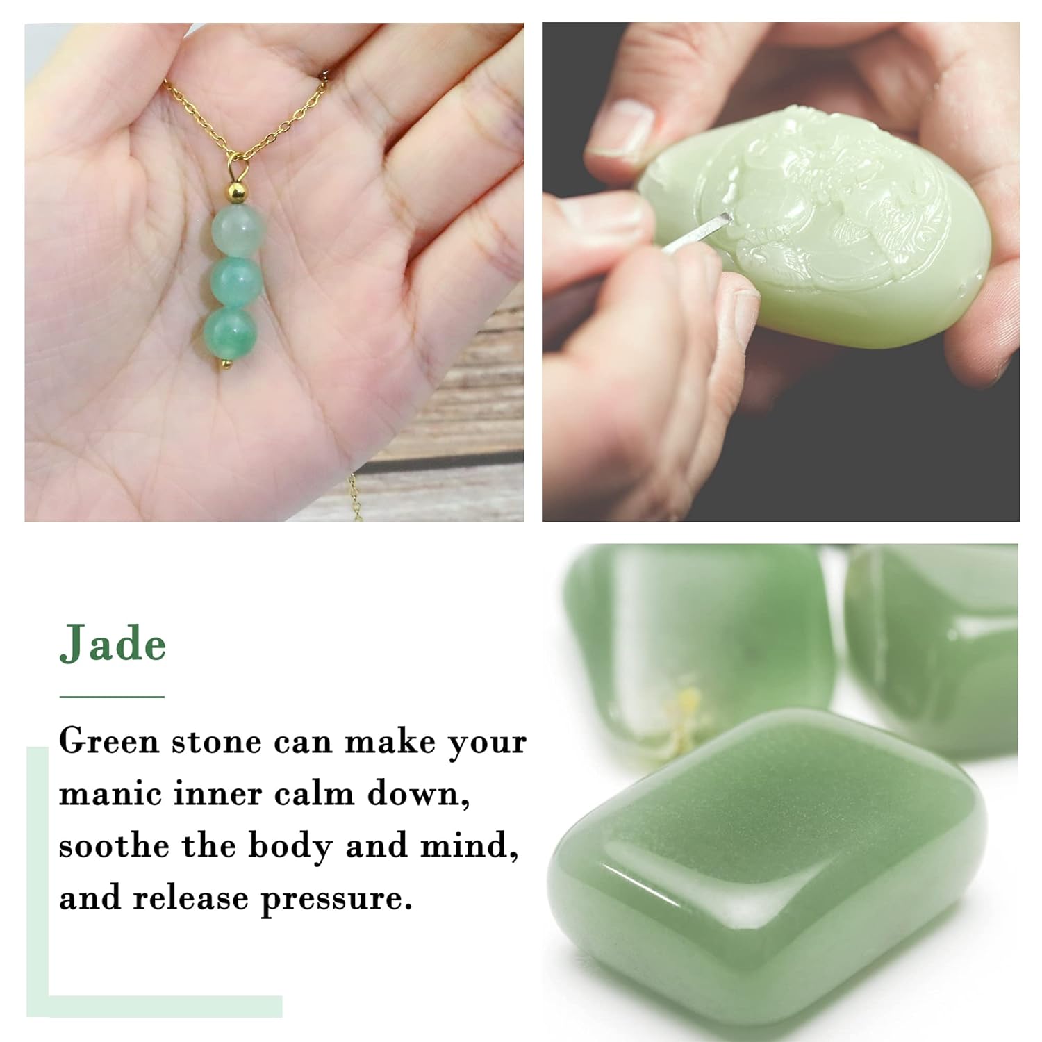 SmileBelle Jade Necklace for women green jewelry as Valentines Day Gifts Necklace, crystal necklace with jade beads, green necklace crystal pendant necklace as birthday gifts ideas for adults women