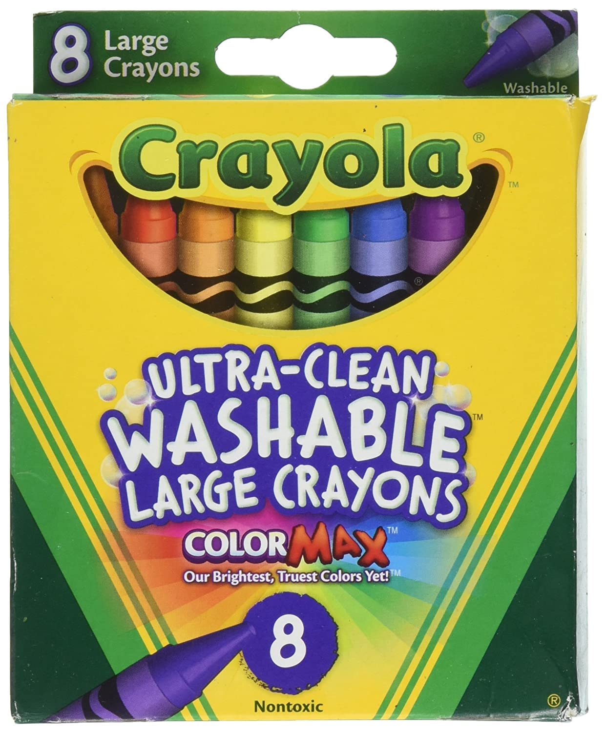 Crayola Washable Crayons, Large, 8 Colors - 2 Packs