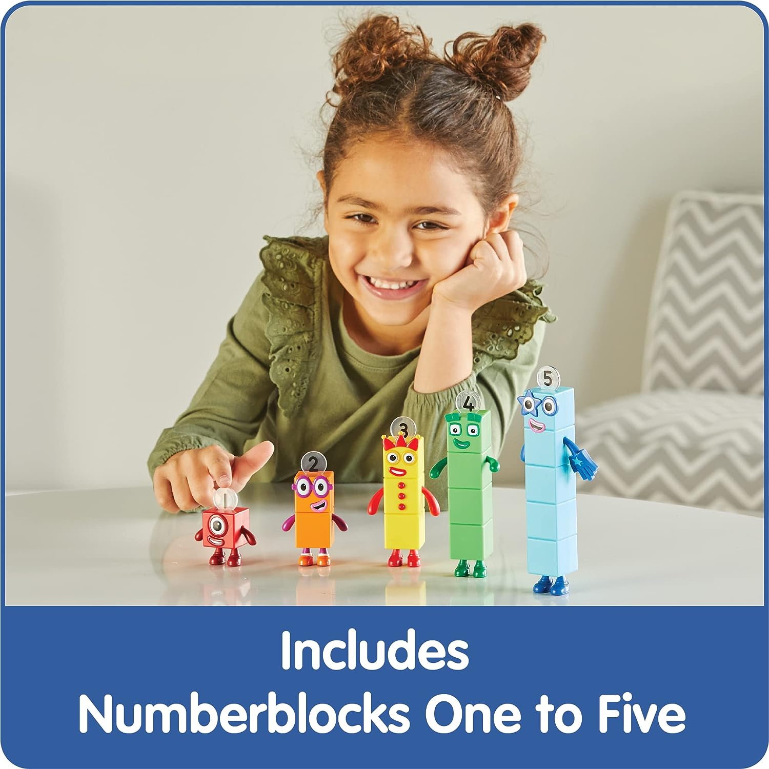 hand2mind Numberblocks Friends One to Five Figures, Toy Figures Collectibles, Small Cartoon Figurines for Kids, Mini Action Figures, Character Figures, Play Figure Playsets, Imaginative Play Toys