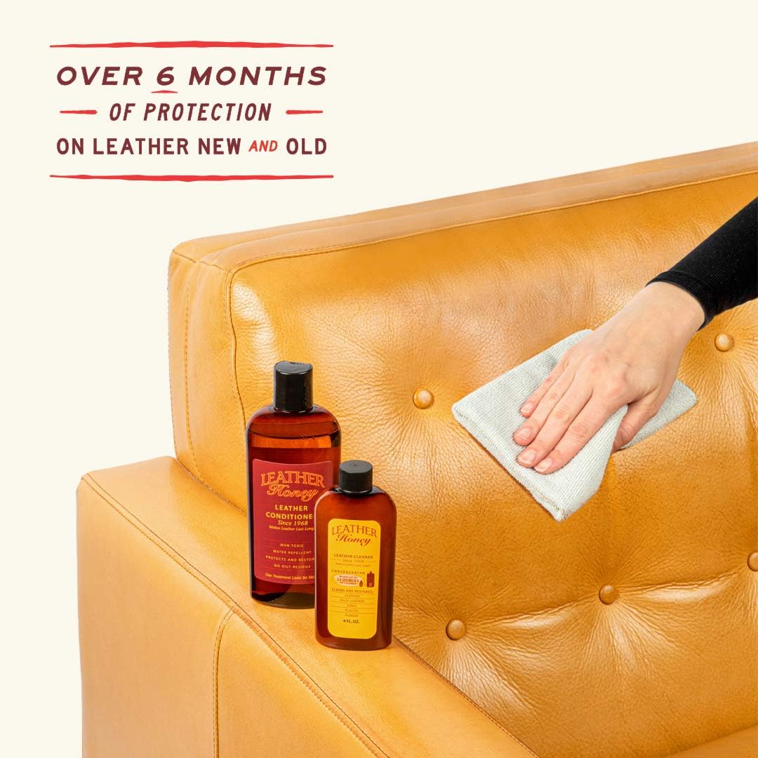 Leather Honey Leather Conditioner, the Best Leather Conditioner Since 1968, 8 Oz Bottle. For Use on Leather Apparel, Furniture, Auto Interiors, Shoes, Bags and Accessories. Non-Toxic and Made in the USA!