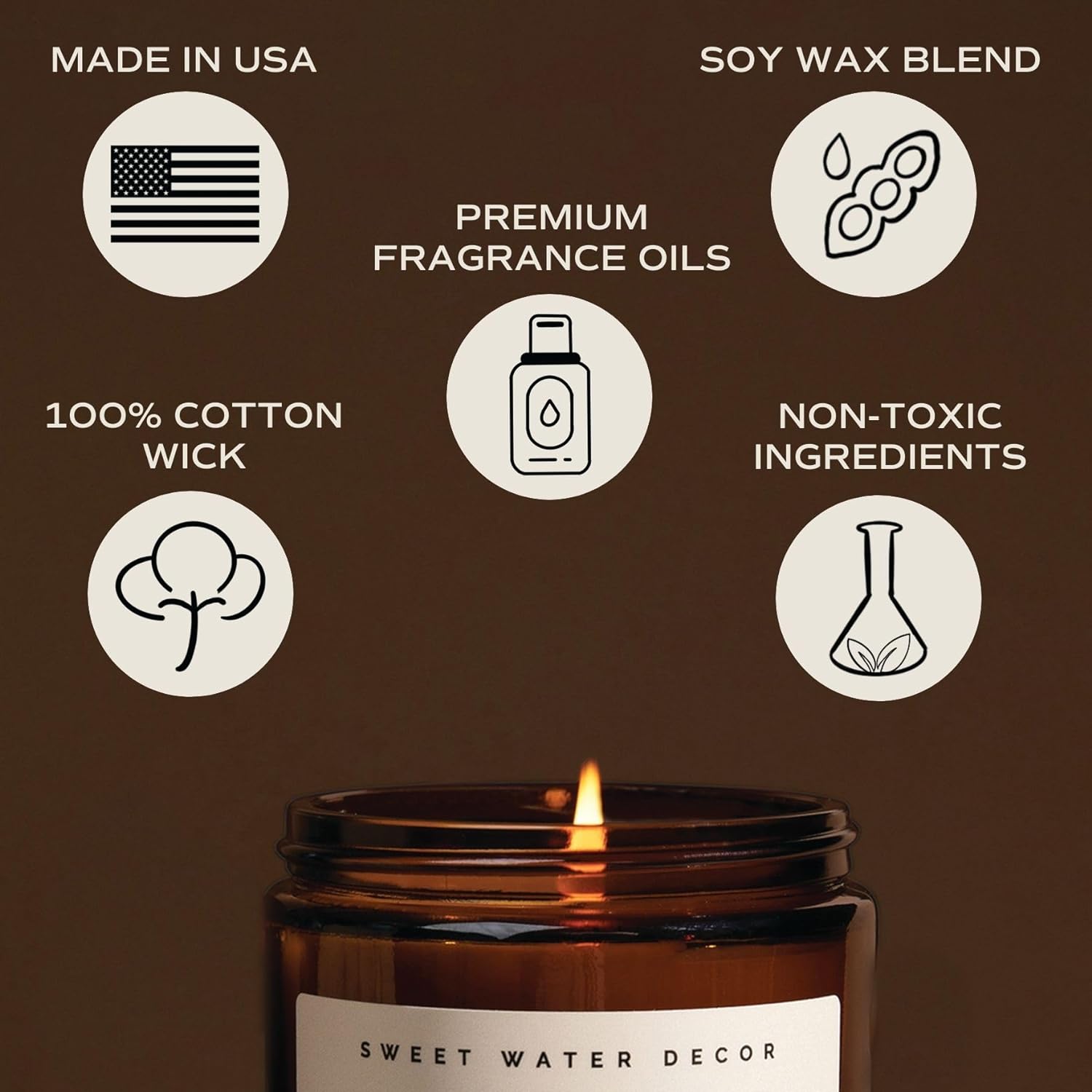 Sweet Water Decor Palo Santo Patchouli Candle | Vanilla, Musk, Sandalwood, Patchouli Scented Soy Candles for Home | Gifts for Women, Men, Housewarming | 9oz Amber Jar, 40 Hour Burn Time