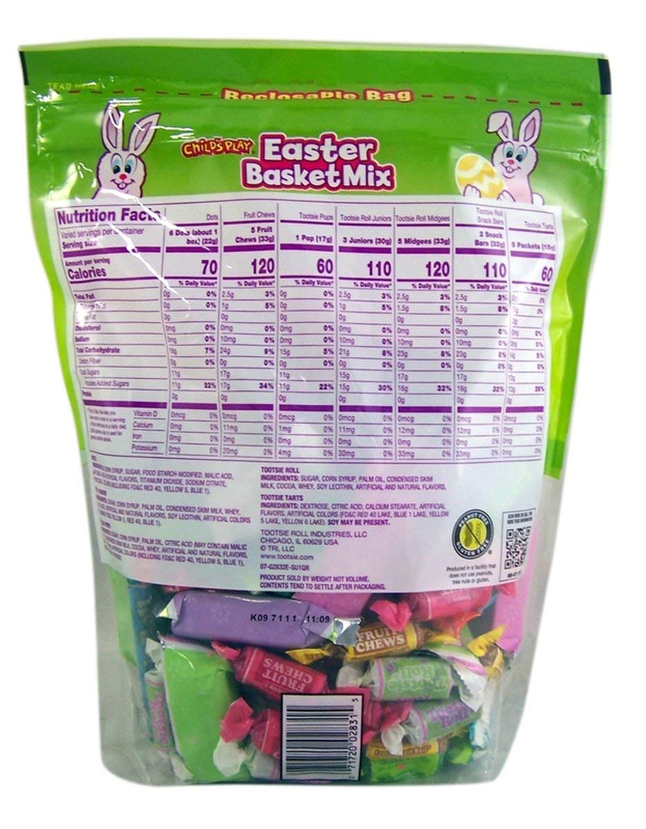 Tootsie Roll Childs Play Easter Basket Bulk Individually Wrapped Candy Assortment Mix in Resealable Bag, 24.6 oz