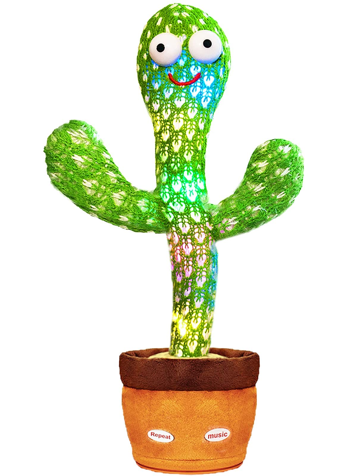 Keculf Dancing Talking Cactus Baby Mimicking Toys with LED 120 English Songs, Singing Musical Toy, Tummy Time Toy Mimic Repeats What You Say (Audio Recording & Retelling)