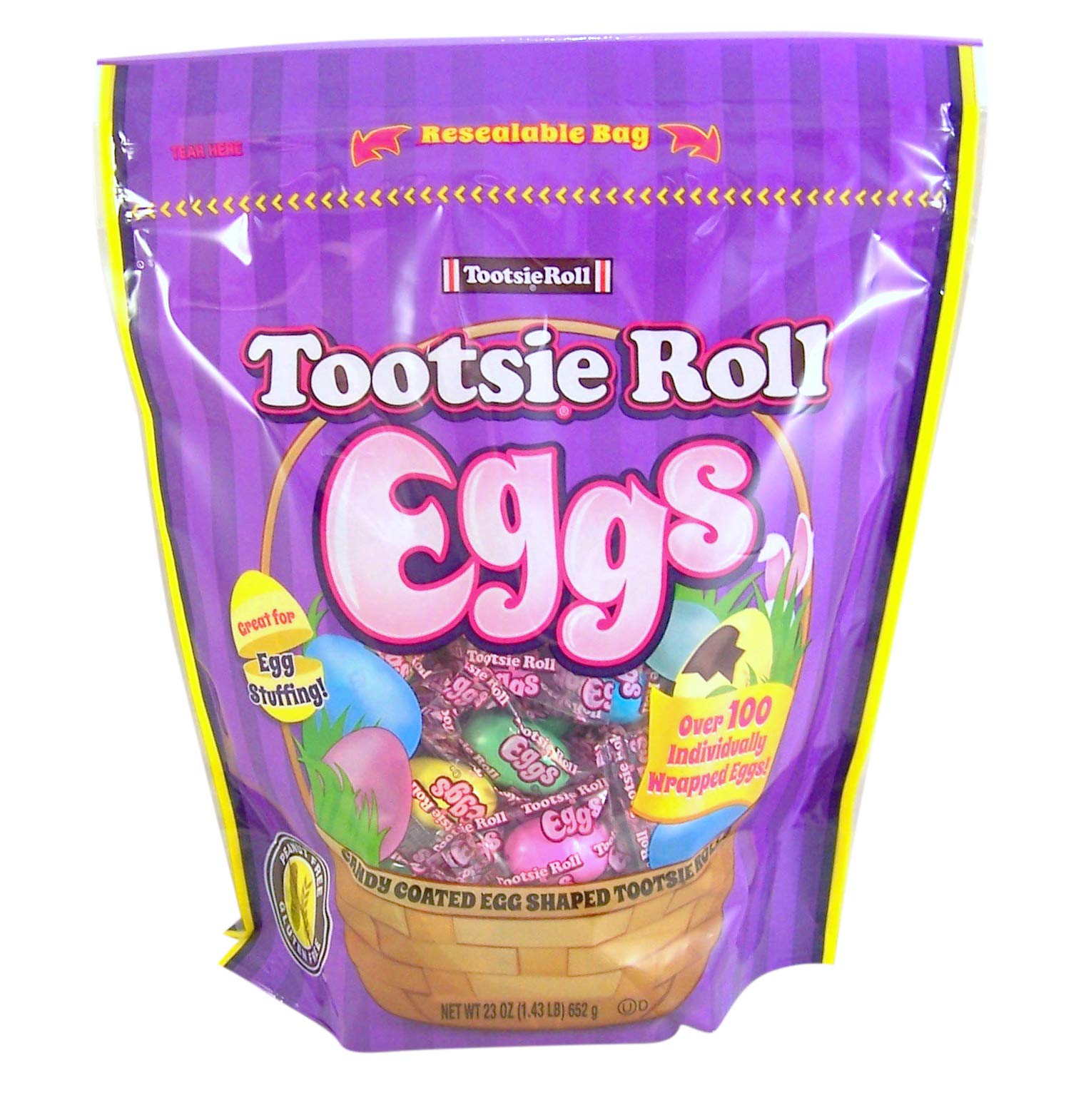 Tootsie Roll Eggs Candy Coated Egg Shaped Individually Wrapped Easter Candy, 23 oz Resealable Bag