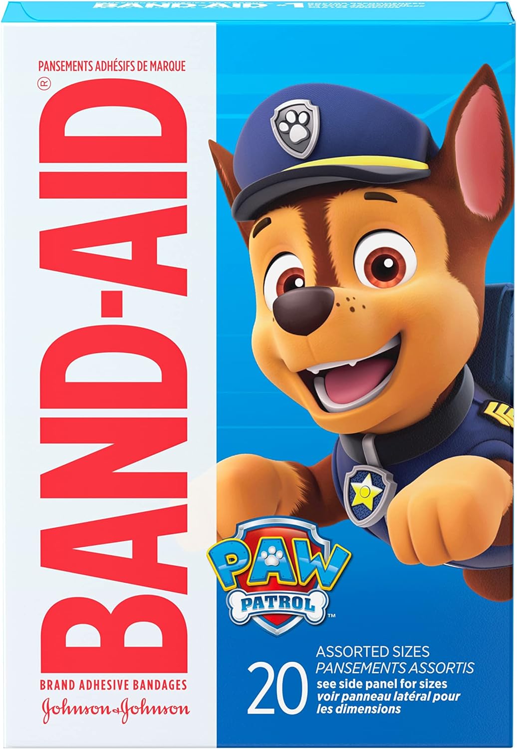 Band-Aid Brand Adhesive Individually Wrapped Bandages for Kids Featuring Nickelodeon PAW Patrol Characters, Assorted Sizes 20 ct