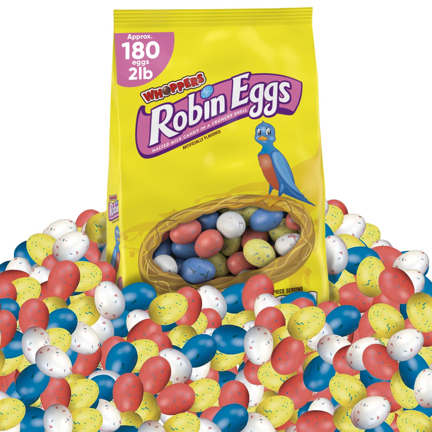 WHOPPERS Robin Eggs Malted Milk Candy, 32oz Bag Easter Candy Treats Bulk (2 Pound Bulk)