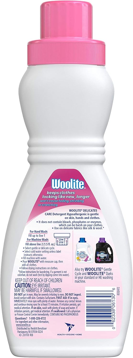 Woolite Delicates Hypoallergenic Liquid Laundry Detergent, 8 Loads, 16oz, Hand & Machine Wash