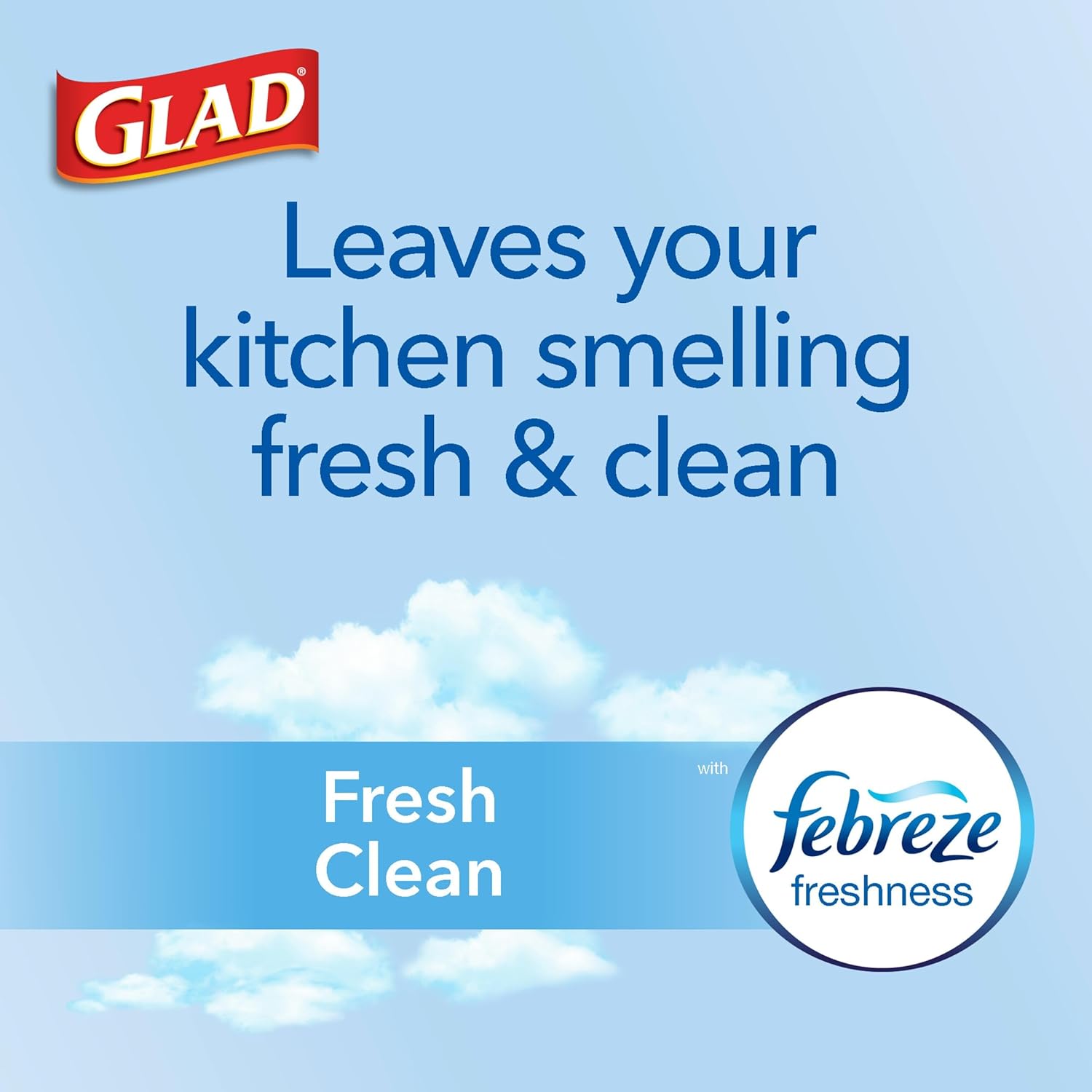 Glad ForceFlex Tall Kitchen Drawstring Trash Bags, 13 Gal, Fresh Clean Scent with Febreze, 110 Ct
