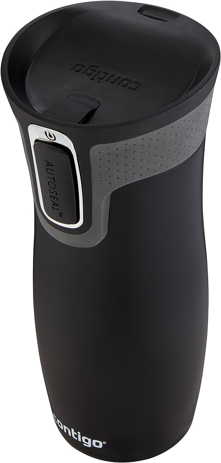 Contigo West Loop Stainless Steel Vacuum-Insulated Travel Mug with Spill-Proof Lid, Keeps Drinks Hot up to 5 Hours and Cold up to 12 Hours, 16oz Matte Black