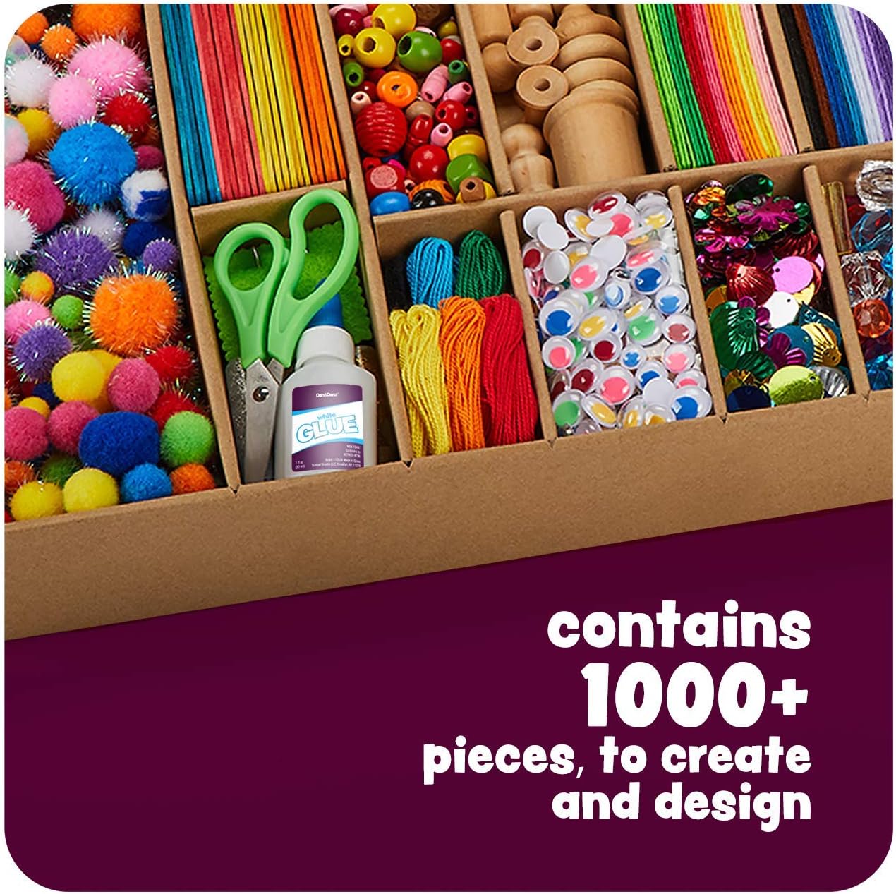 Arts and Crafts Vault - 1000+ Piece Craft Supplies Kit Library in a Box for Kids Ages 4 5 6 7 8 9 10 11 & 12 Year Old Girls & Boys - Crafting Set Kits - Gift Ideas for Kids Art Project Activity Gifts