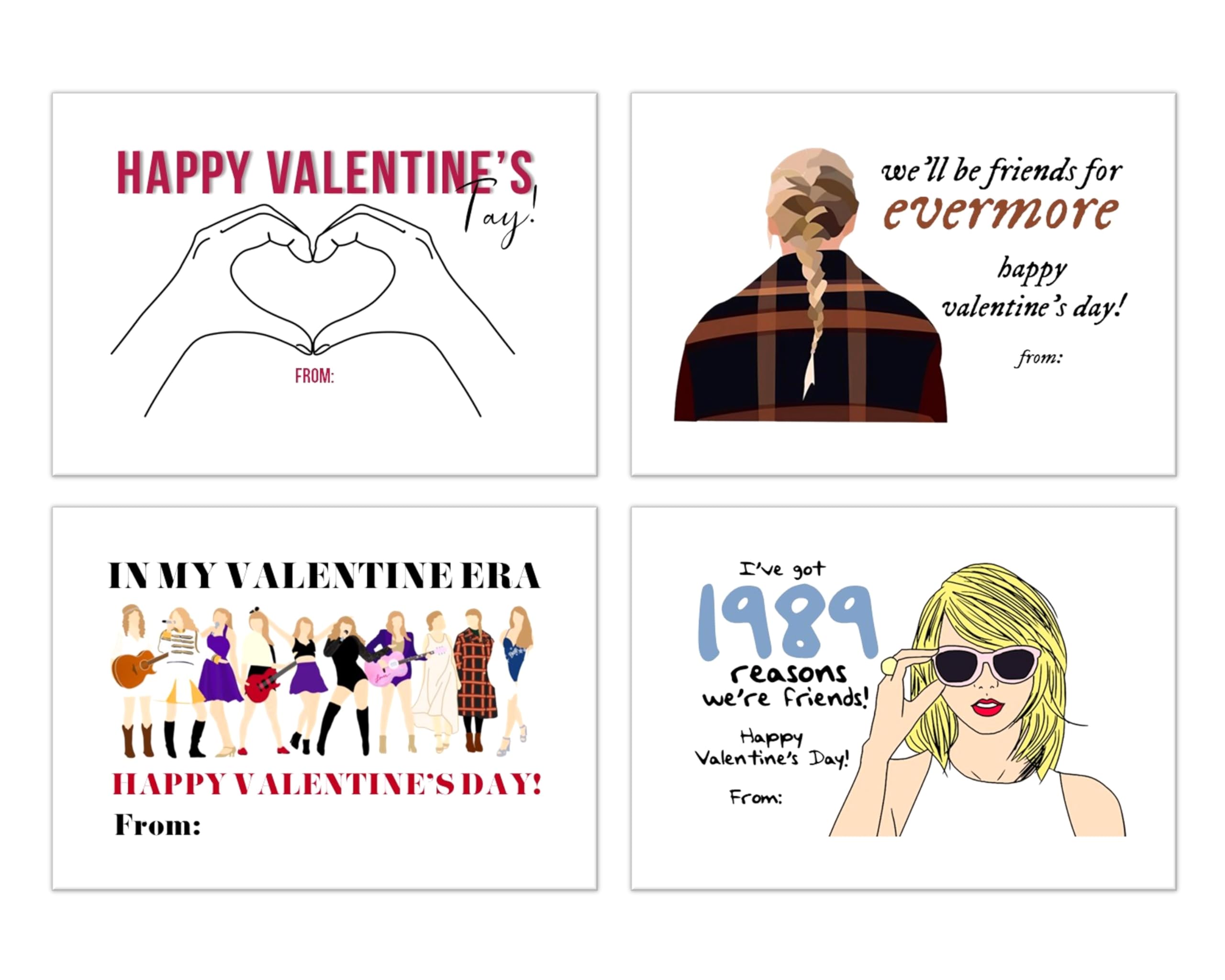 Swiftie Valentines Day Mini Cards - Classroom - Taylor Inspired - ts Friendship Gifts - Set of 24