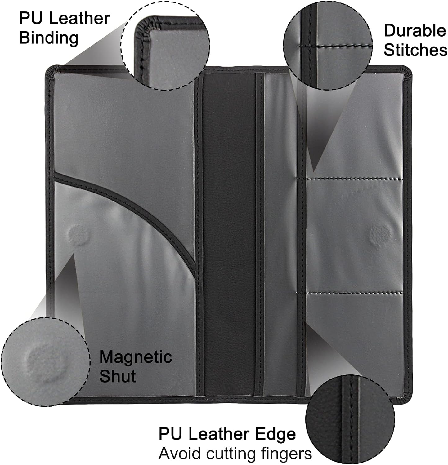 Premium Leather Car Registration & Insurance Card Holder with Magnetic Shut - For Documents, Cards, License