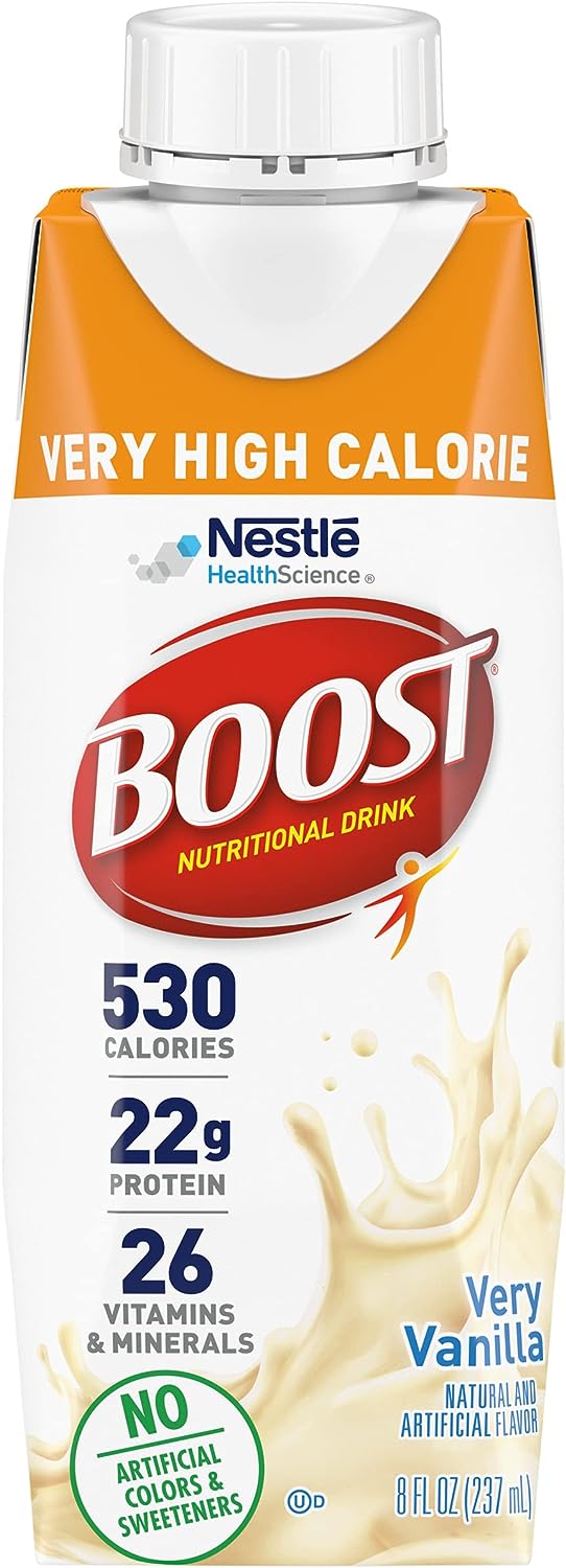 Boost Very High Calorie Vanilla Nutritional Drink – 22g Protein, 530 Nutrient Rich Calories, 8 Fl Oz (Pack of 24)