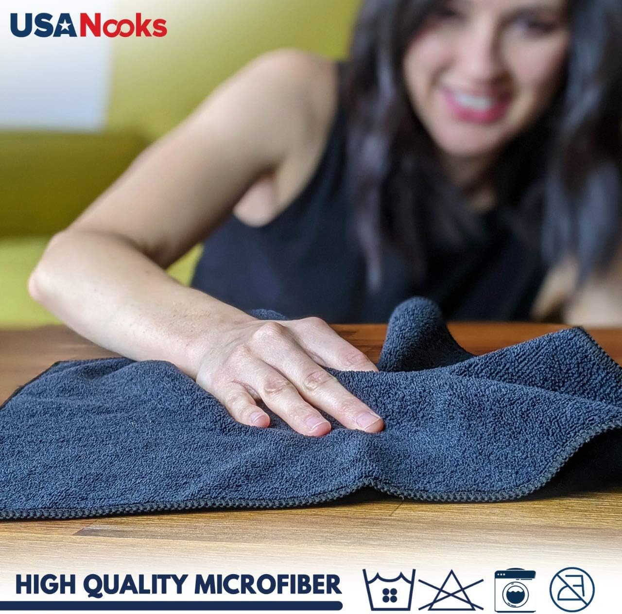 USANOOKS Microfiber Cleaning Cloth Grey - 12 Packs 12.6"x12.6" - High Performance - 1200 Washes, Ultra Absorbent Towels Weave Grime & Liquid for Streak-Free Mirror Shine - Car Washing Cloth