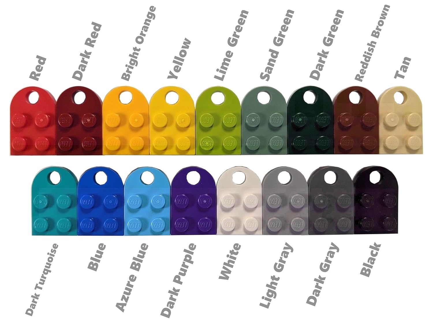 BrickCrafts Basic LEGO Brick Heart Keychain Set (Set of 2) - 17 colors mix/match
