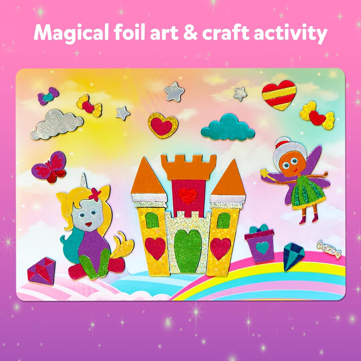 Skillmatics Art & Craft Activity - Foil Fun Unicorns & Princesses, No Mess Art for Kids, Craft Kits & Supplies, DIY Creative Activity, Gifts for Girls & Boys Ages 4, 5, 6, 7, 8, 9, Travel Toys
