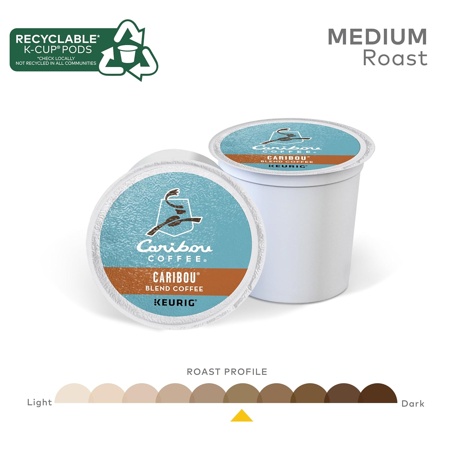 Caribou Coffee Caribou Blend, Keurig Single-Serve K-Cup Pods, Medium Roast Coffee, 32 Count