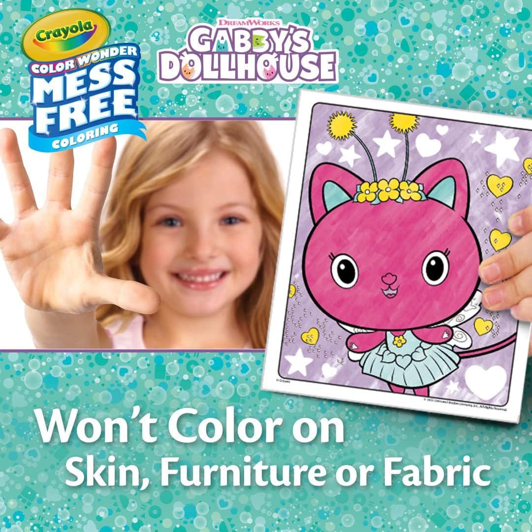 Crayola Gabbys Dollhouse Color Wonder, 18 Mess Free Coloring Pages & 5 No Mess Markers, Gift for Kids