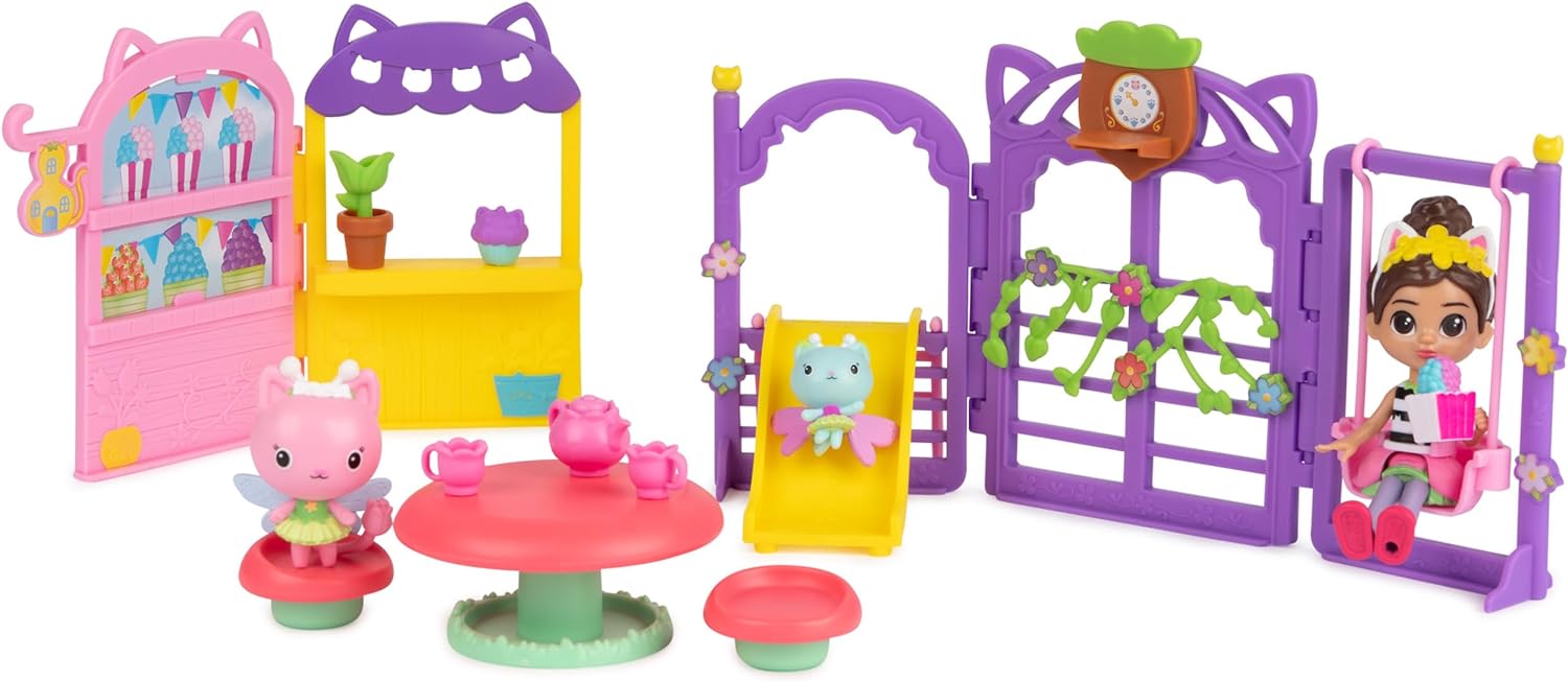 Gabby’s Dollhouse, Kitty Fairy Garden Party, 18-Piece Playset with 3 Toy Figures, Surprise Toys & Dollhouse Accessories, Kids Toys for Girls & Boys 3+