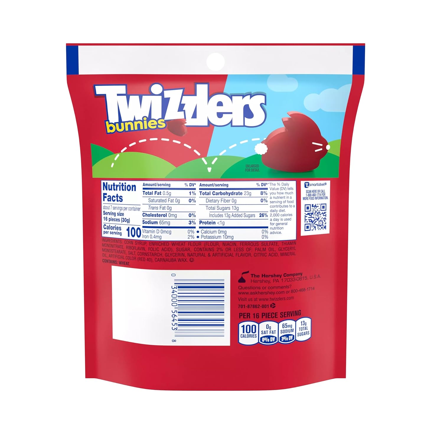 Twizzlers Cherry Bunnies Easter Gummy Candy, Basket Stuffer Gift - Pack of 2-7.1oz Bags