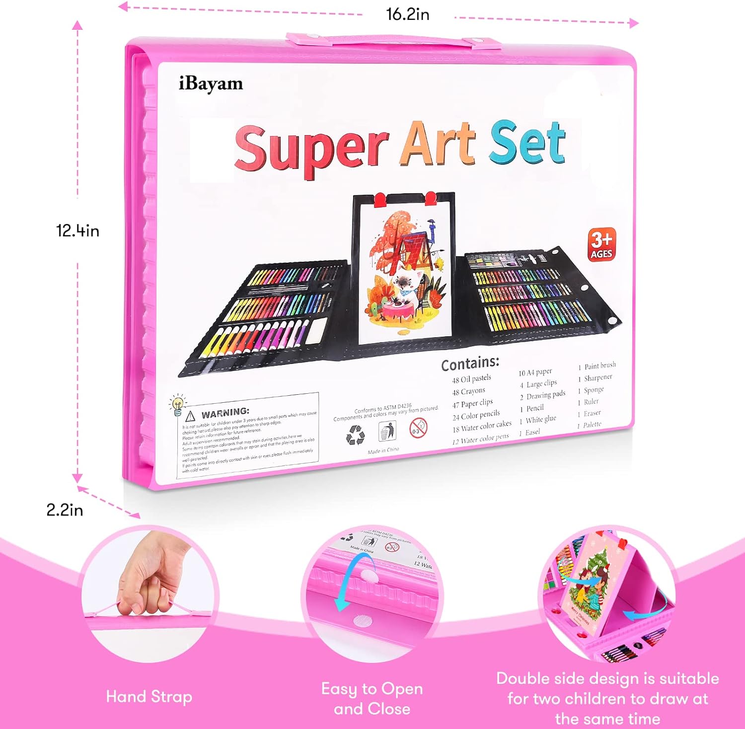 iBayam Art Kit, 251-Pack Art Supplies Drawing Kits, Arts and Crafts Gifts Box for Kids Teen Girls Boys, Art Set Case with Trifold Easel, Scratch Paper, Sketch Pad, Coloring Book, Crayons, Pencils