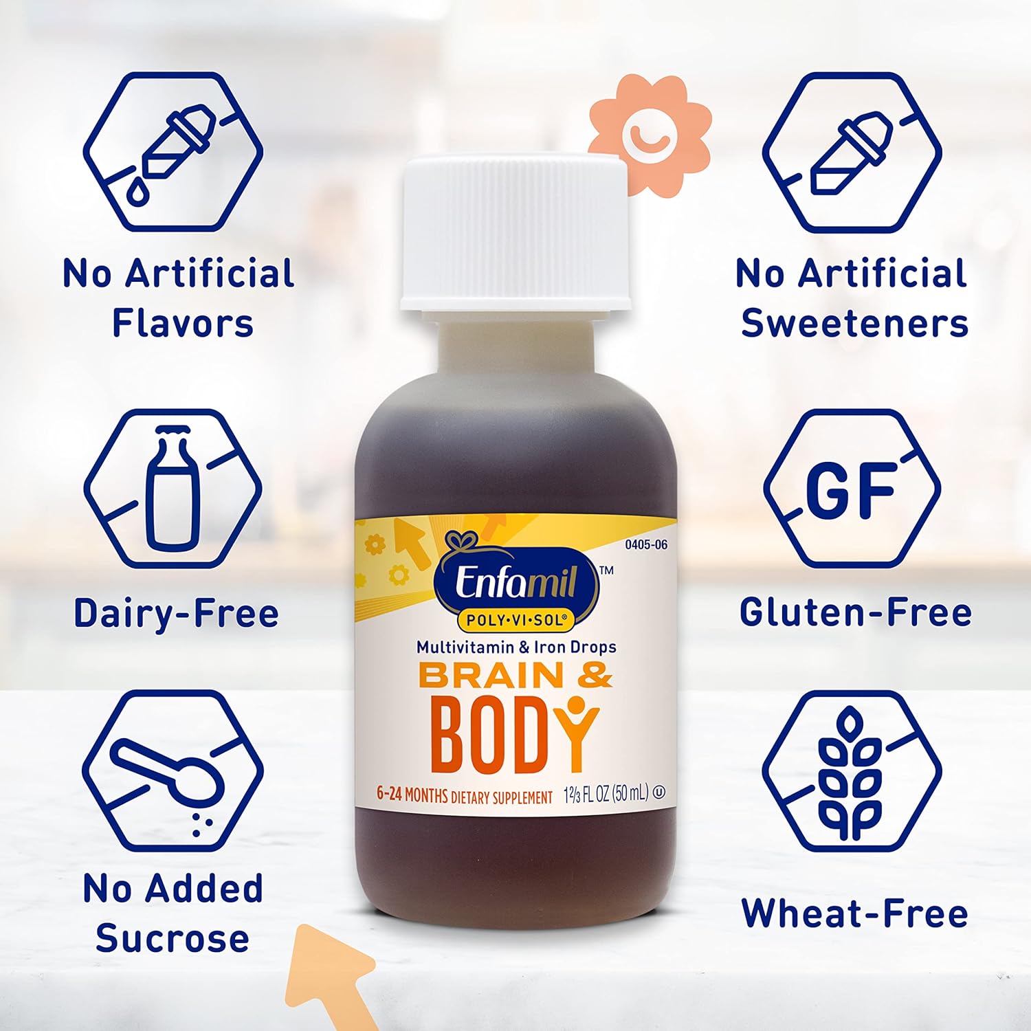 Enfamil Prenatals & Baby Vitamins Poly-Vi-Sol 8 Multi-Vitamins & Iron Supplement Drops for Infants & Toddlers, Supports Growth & Development, 50 mL Dropper Bottle