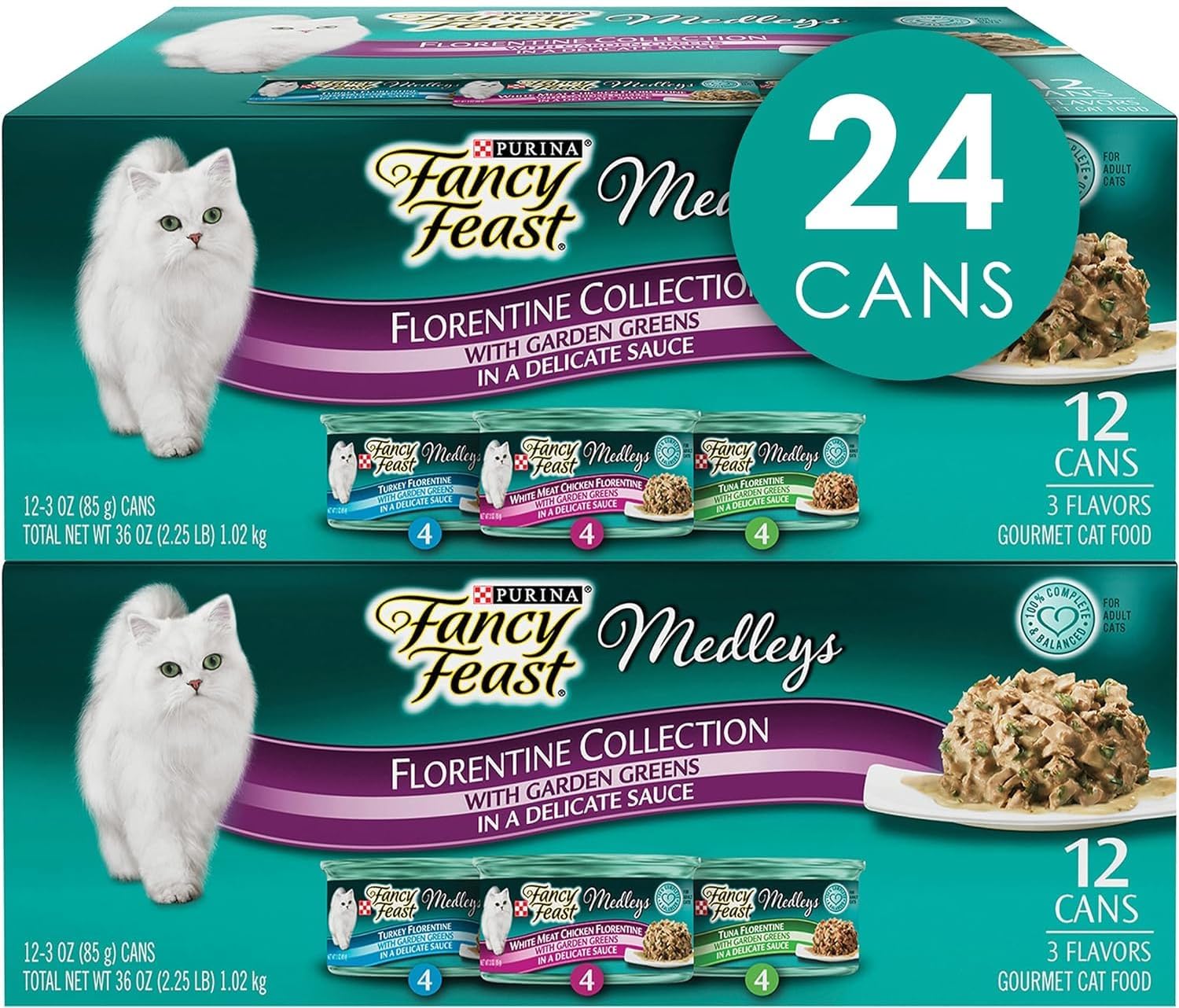 Purina Fancy Feast Wet Cat Food Medleys Florentine Wet Cat Food Variety Pack, 12 Count (Pack of 2)