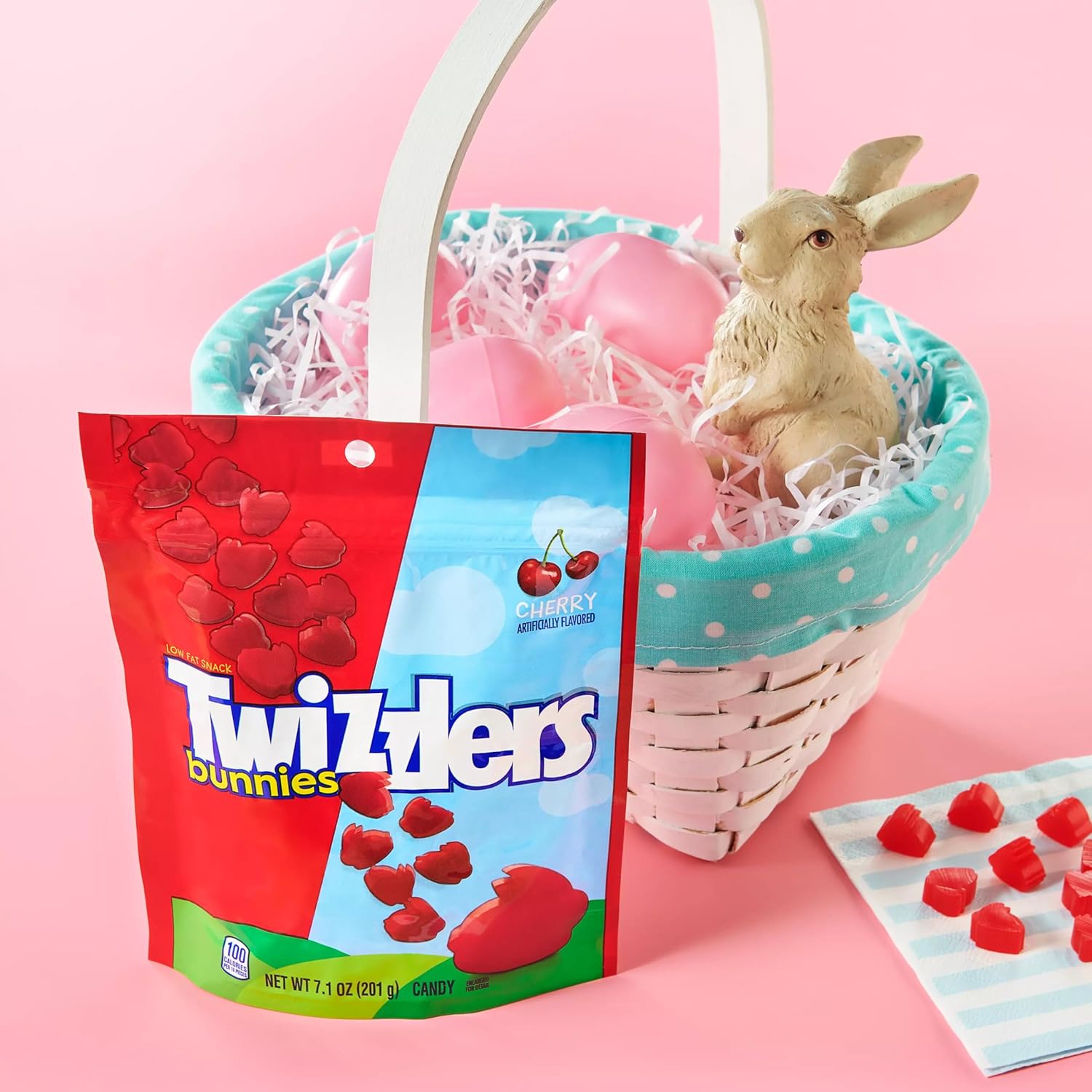 Twizzlers Cherry Bunnies Easter Gummy Candy, Basket Stuffer Gift - Pack of 2-7.1oz Bags