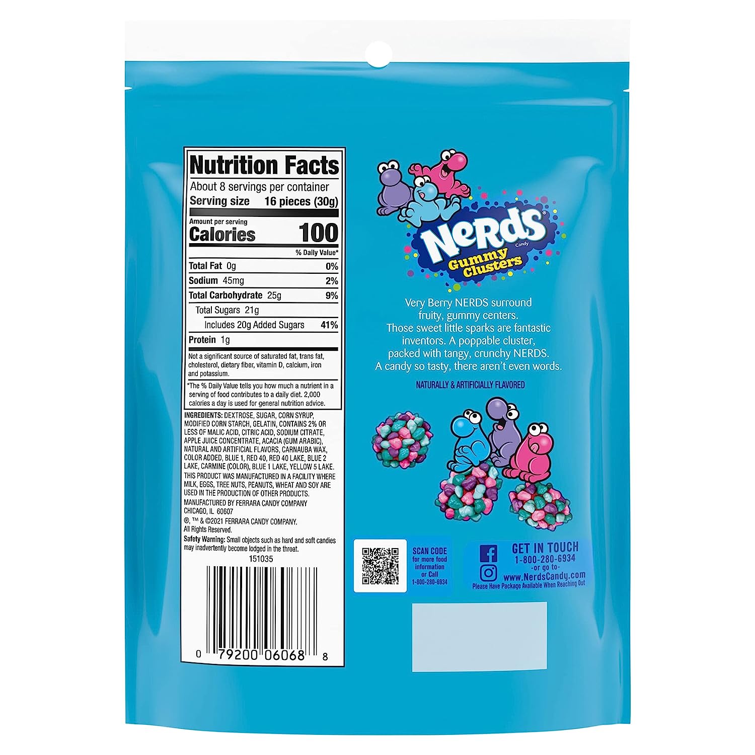 Nerds Gummy Clusters Candy, Very Berry, Resealable 8 Ounce Bag